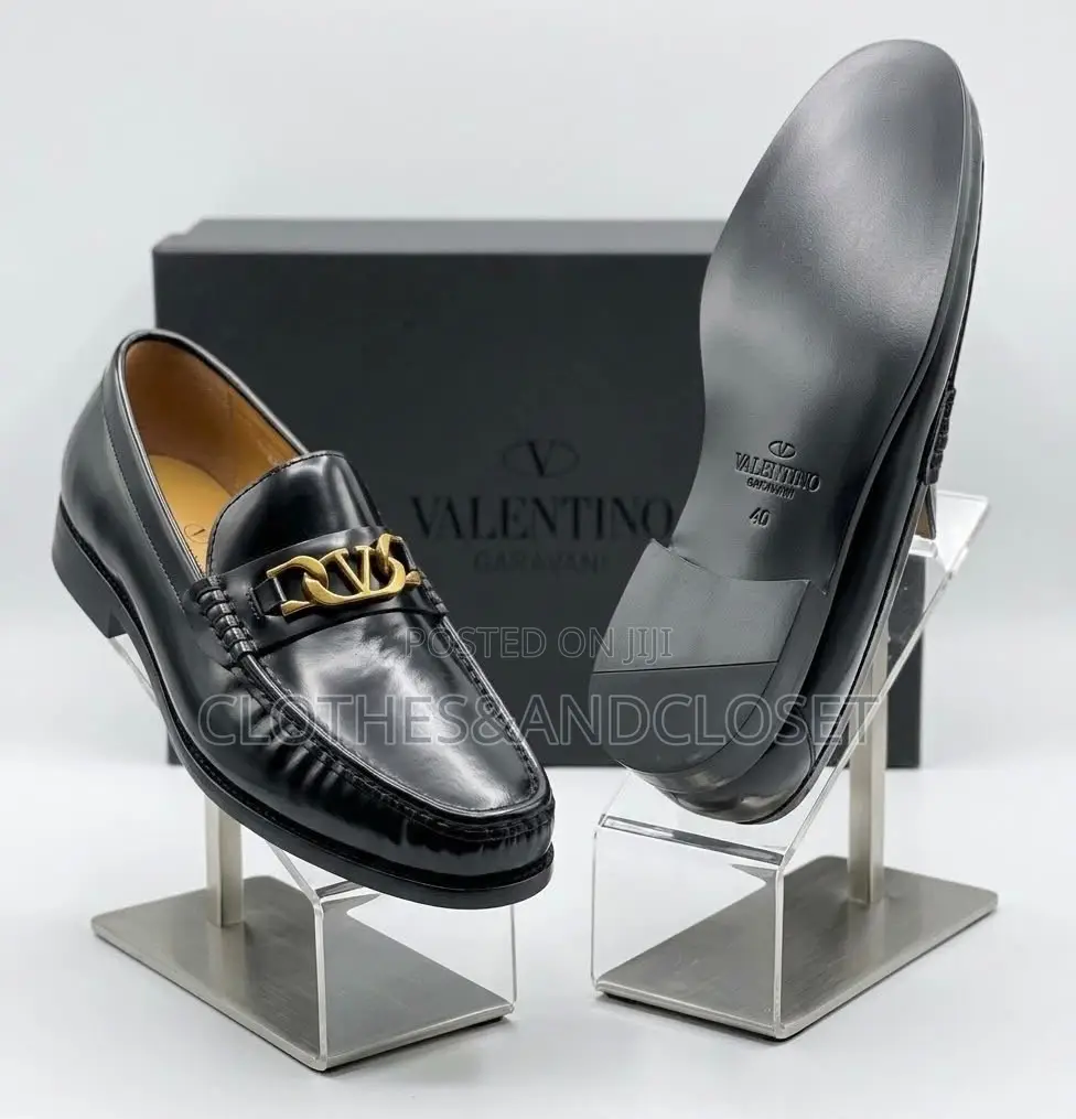 Polished Black Calf Leather Mule