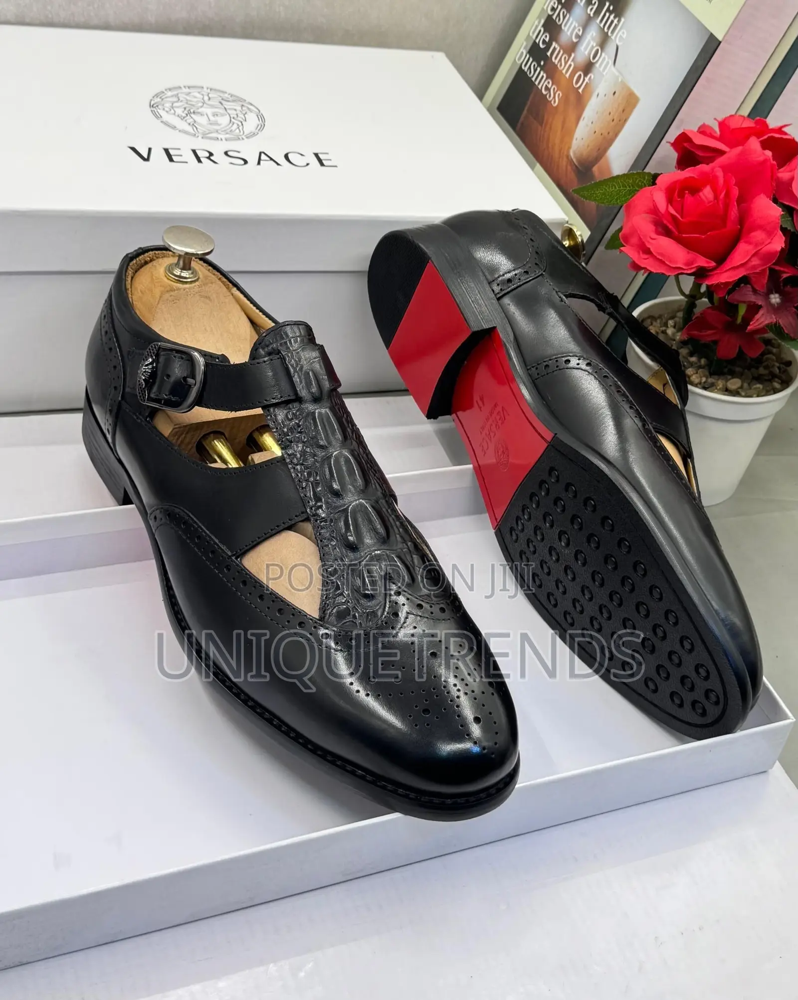 Executive VERSACE Luxury Men's Leather Hybrid Shoe-Sandals
