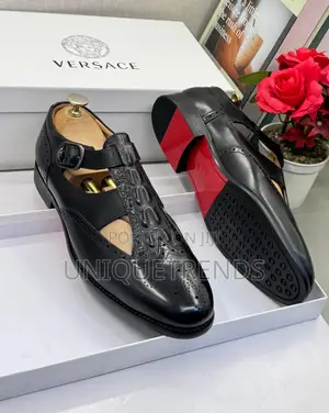 Executive VERSACE Luxury Men's Leather Hybrid Shoe-Sandals