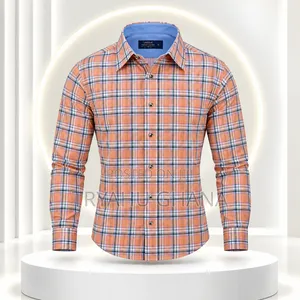 TRYAHU Premium Peach Plaid UNIQUE Long-Sleeve Office Shirt