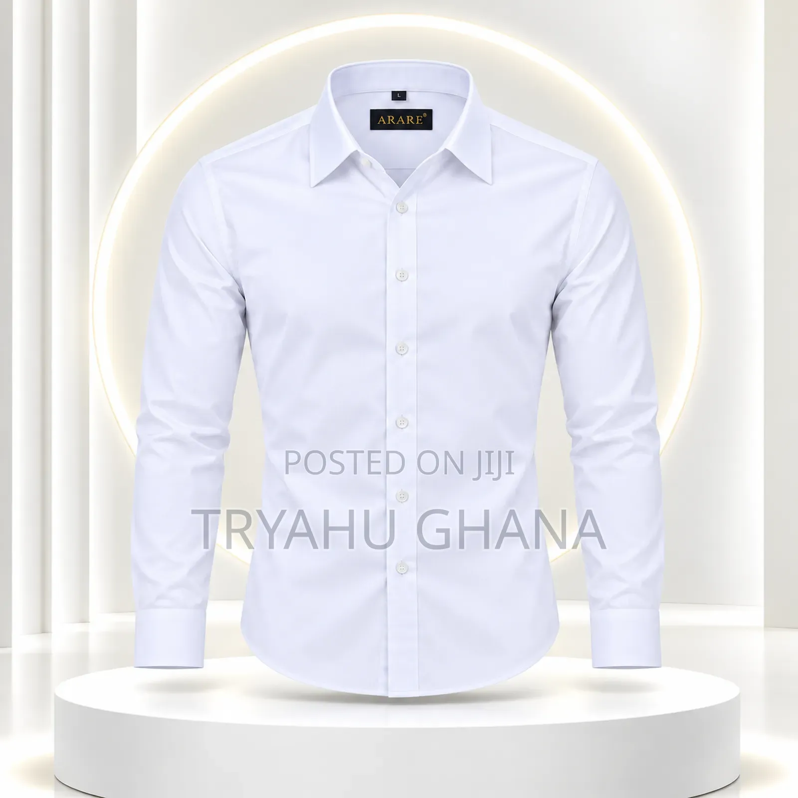 TRYAHU Premium ARARE White Long-Sleeve Office Shirt
