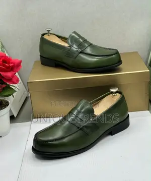 Roberto Guerrini Luxury Leather Penny Loafers – Olive Green