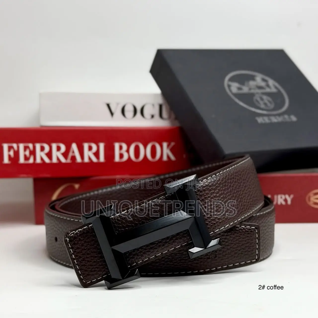 Premium HERMES Buckle Leather Belts – Coffee Brown