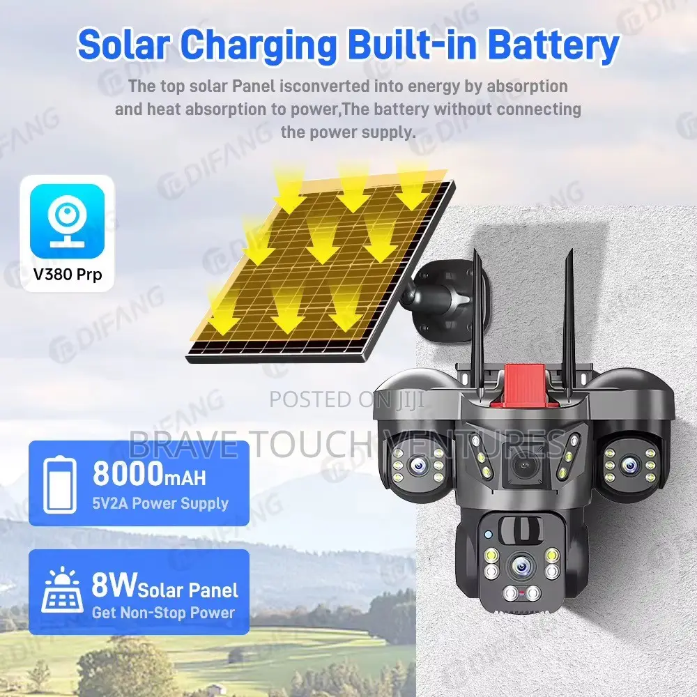 Solar 3 Lens CCTV Security Camera 4G Data Wifi Video Survelliance