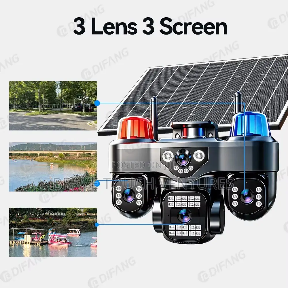 HiEasy Solar Powered 3 Lens 4G Wifi CCTV Security Camera
