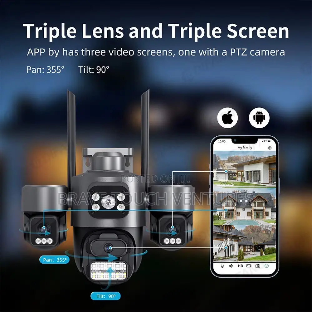 3 Lens Wifi CCTV Security PTZ Camera 15MP