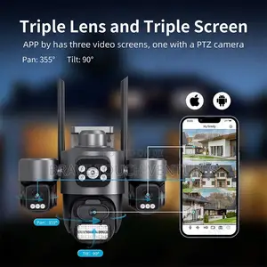 4K Full 3 Lens Wifi CCTV Security PTZ Camera 15MP