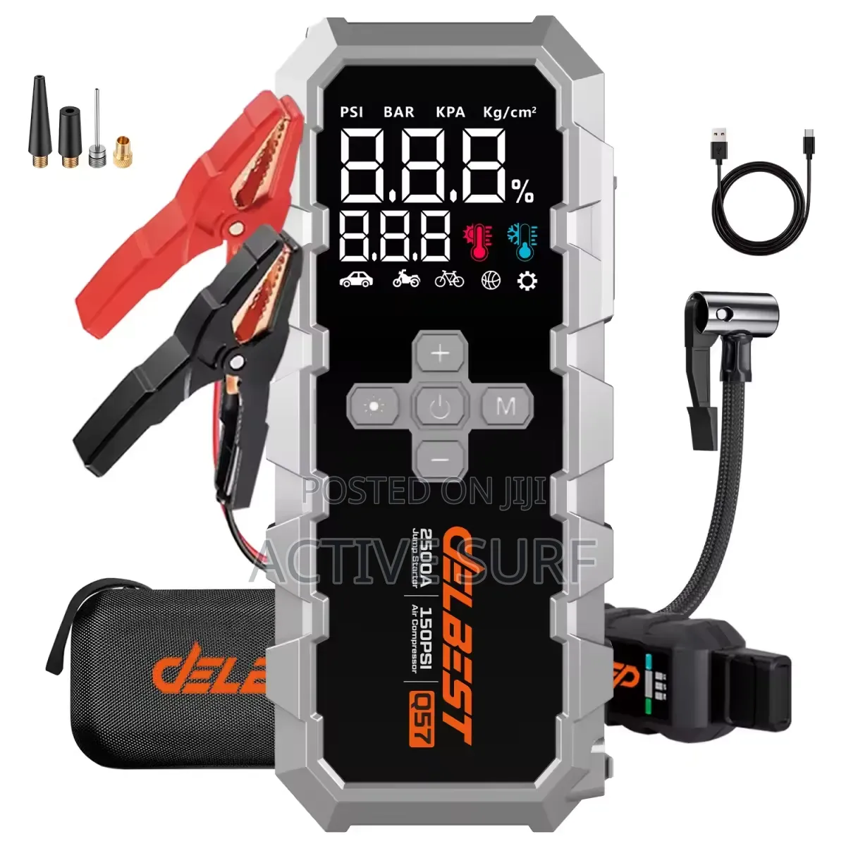 Q57 2500A Car Jump Starter & 150PSI Air Compressor