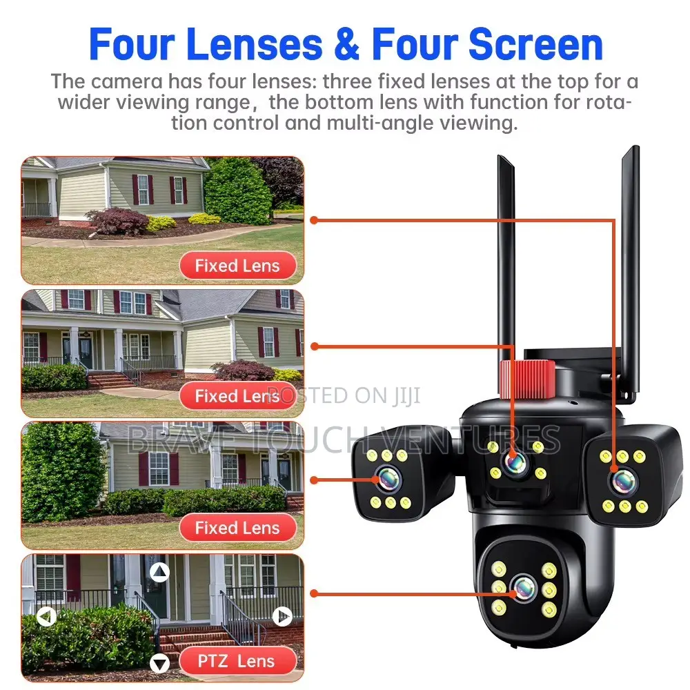 4 Lens Two Way Audio Sensor WiFi CCTV Security IP Camera