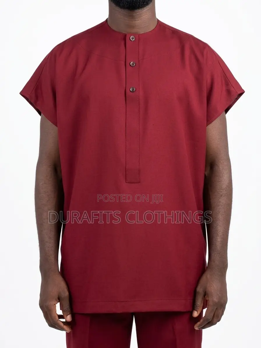 Men's Tailored Burgundy Top & Trousers Set