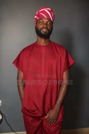 Men's Tailored Burgundy Top & Trousers Set