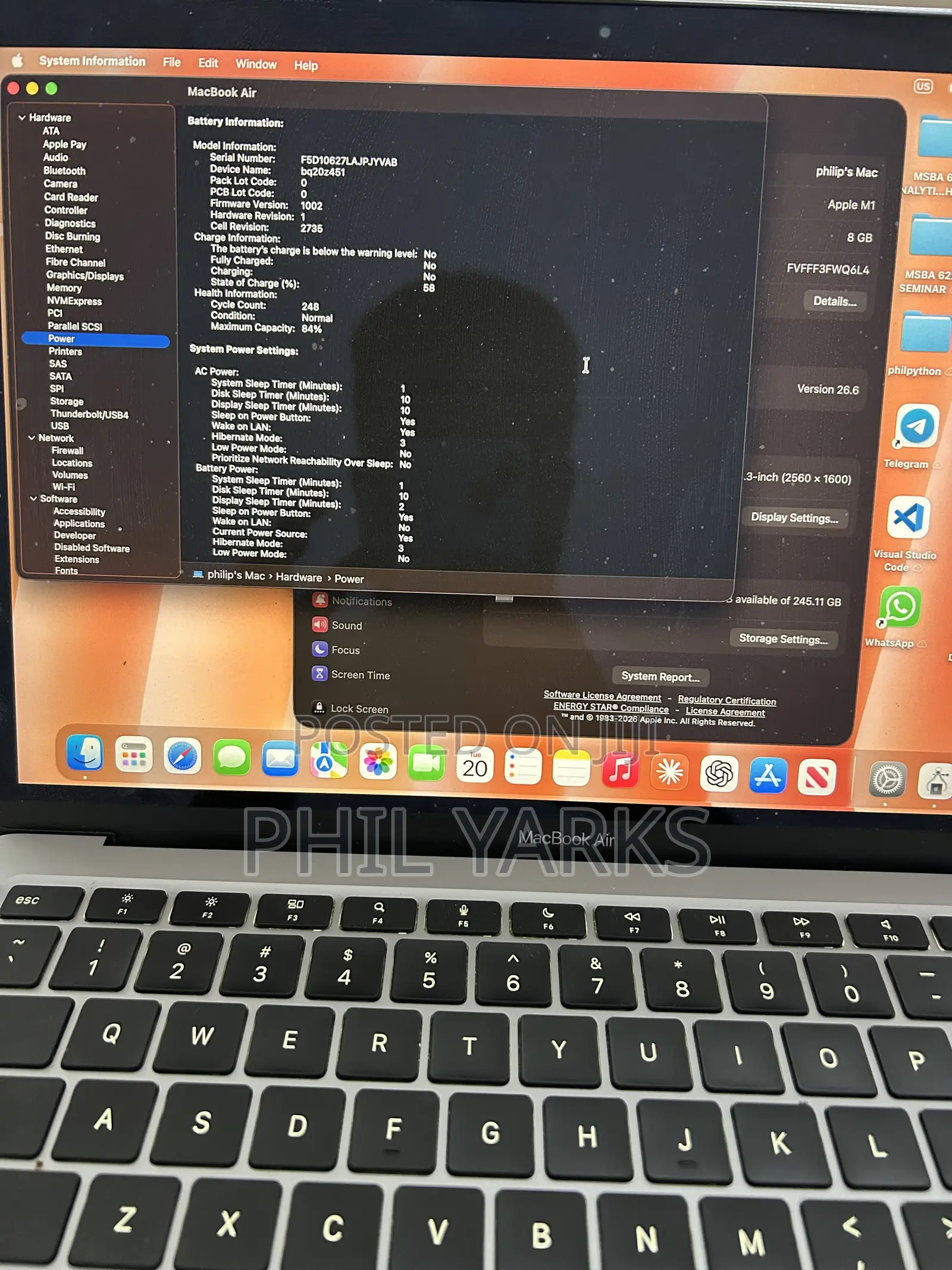 Laptop Apple MacBook Air 2020 M1 8GB Apple M1 SSD 256GB
