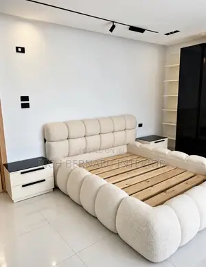 Modern Bouclet Queen Size Bed