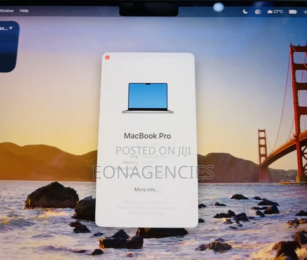 Laptop Apple MacBook Pro 2014 16GB Apple M1 Pro SSD 512GB