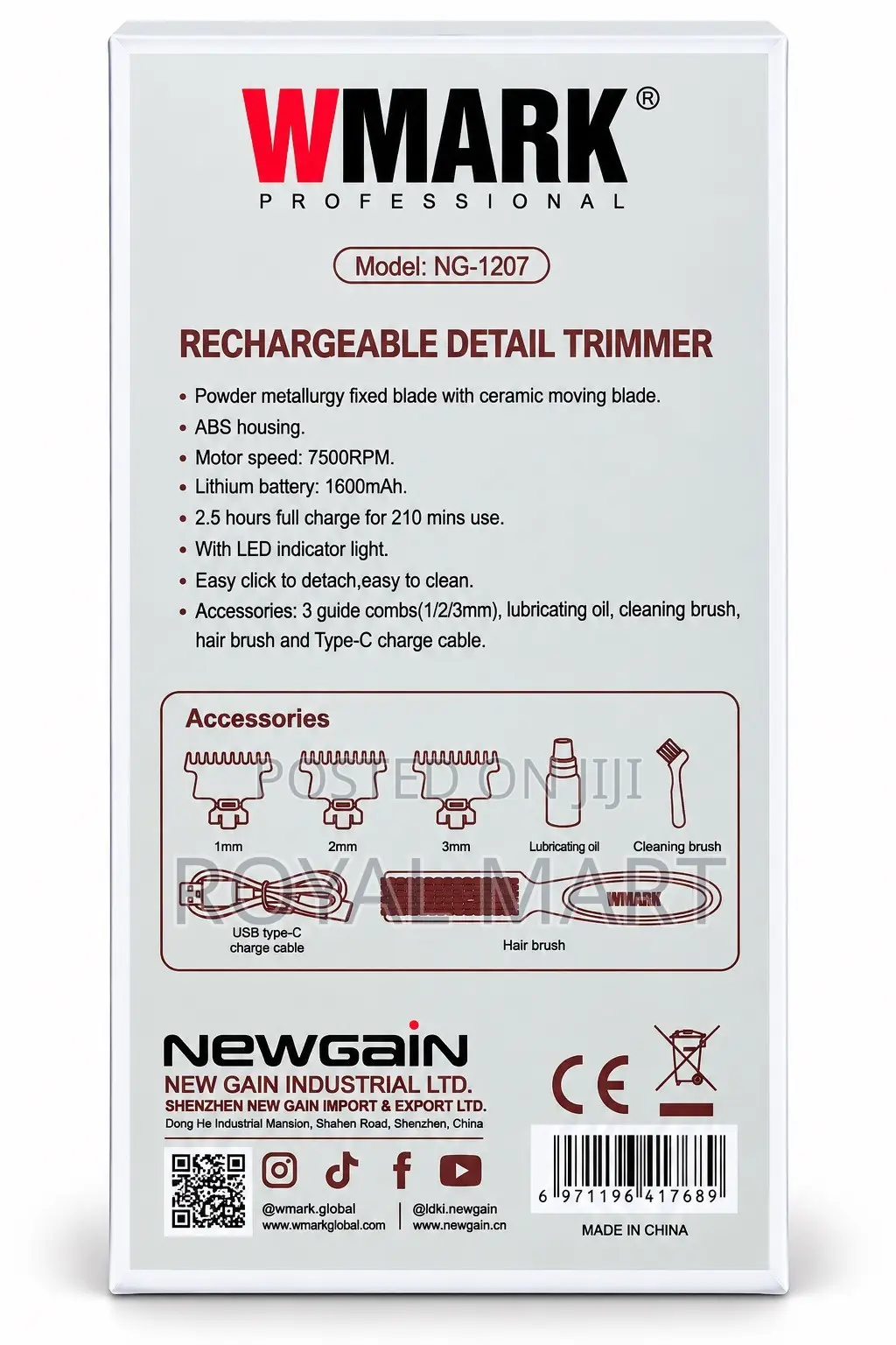 WMARK NG-1207 Professional Rechargeable Detail Trimmer