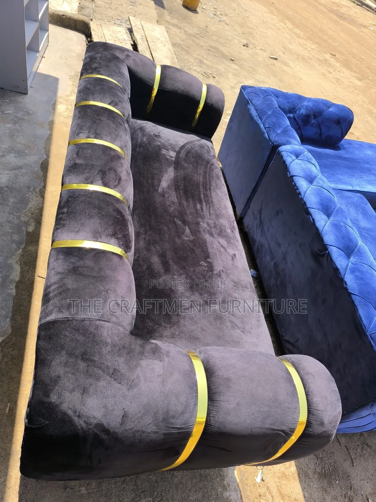 Luxury Velvet Black 3 in 1 Sofa