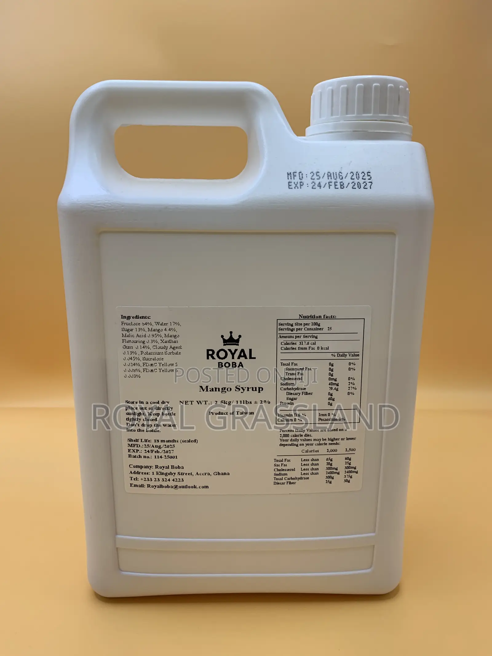Premium Mango Flavour Syrup | 2.5KG
