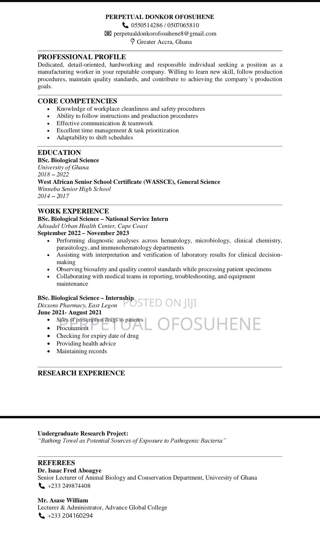 Manufacturing CV