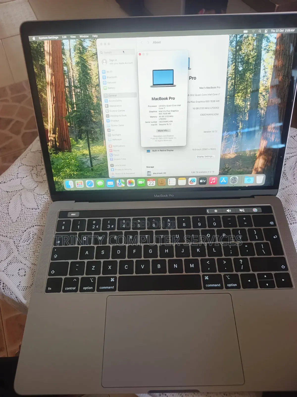 Laptop Apple MacBook Pro 2019 16GB Intel Core i7 SSD 2T