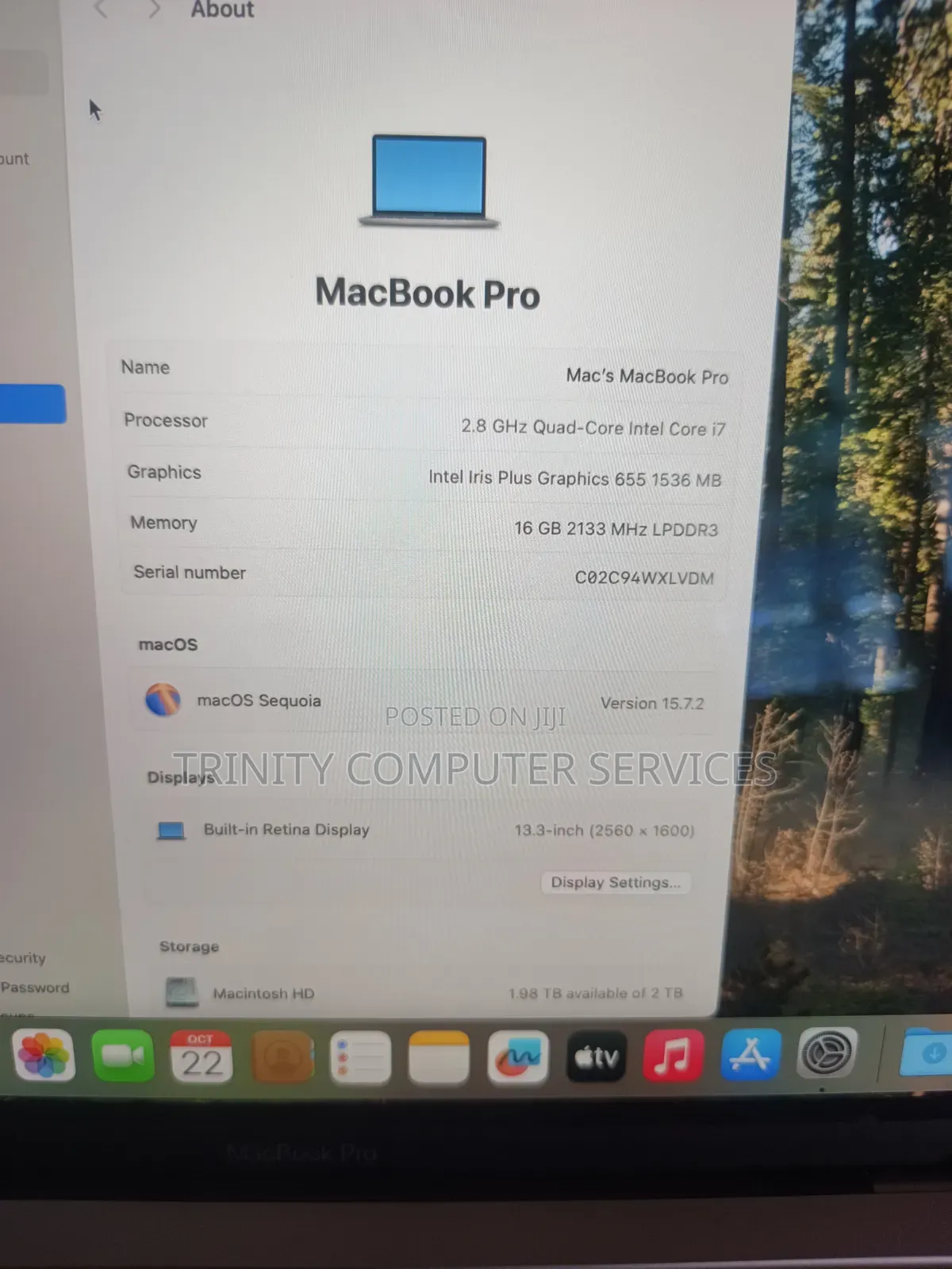 Laptop Apple MacBook Pro 2019 16GB Intel Core i7 SSD 2T