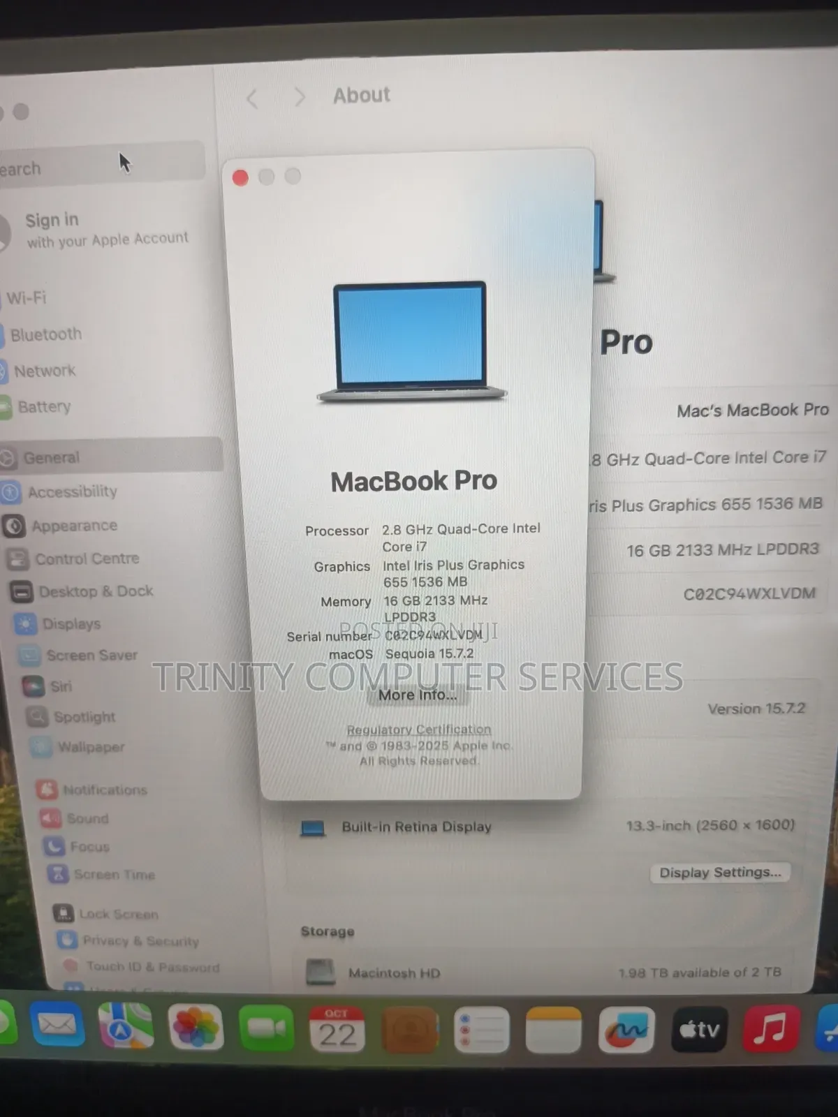 Laptop Apple MacBook Pro 2019 16GB Intel Core i7 SSD 2T