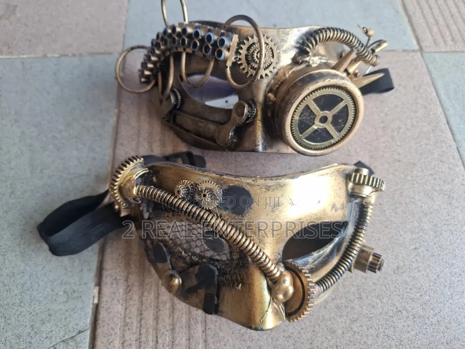 Steampunk Vintage Bronze Masquerade Masks Pair Cosplay Party Costume