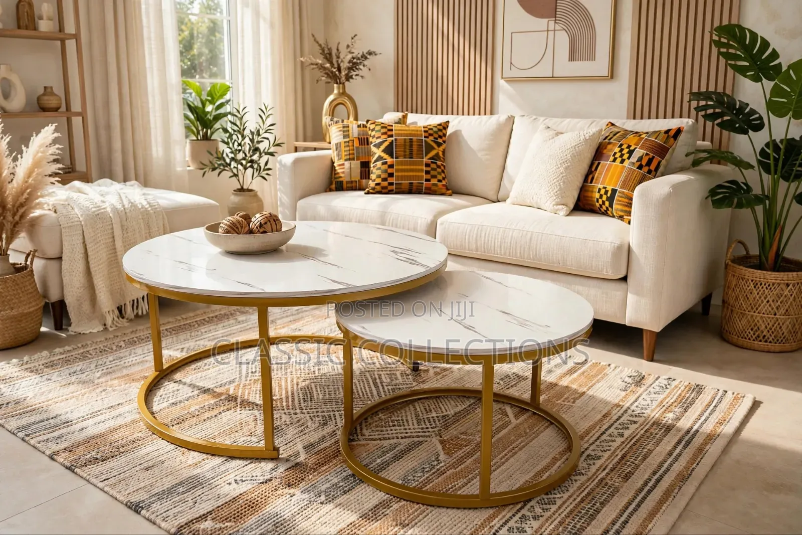 2in1 Luxury Nesting Coffee Table - White Faux Marble Top