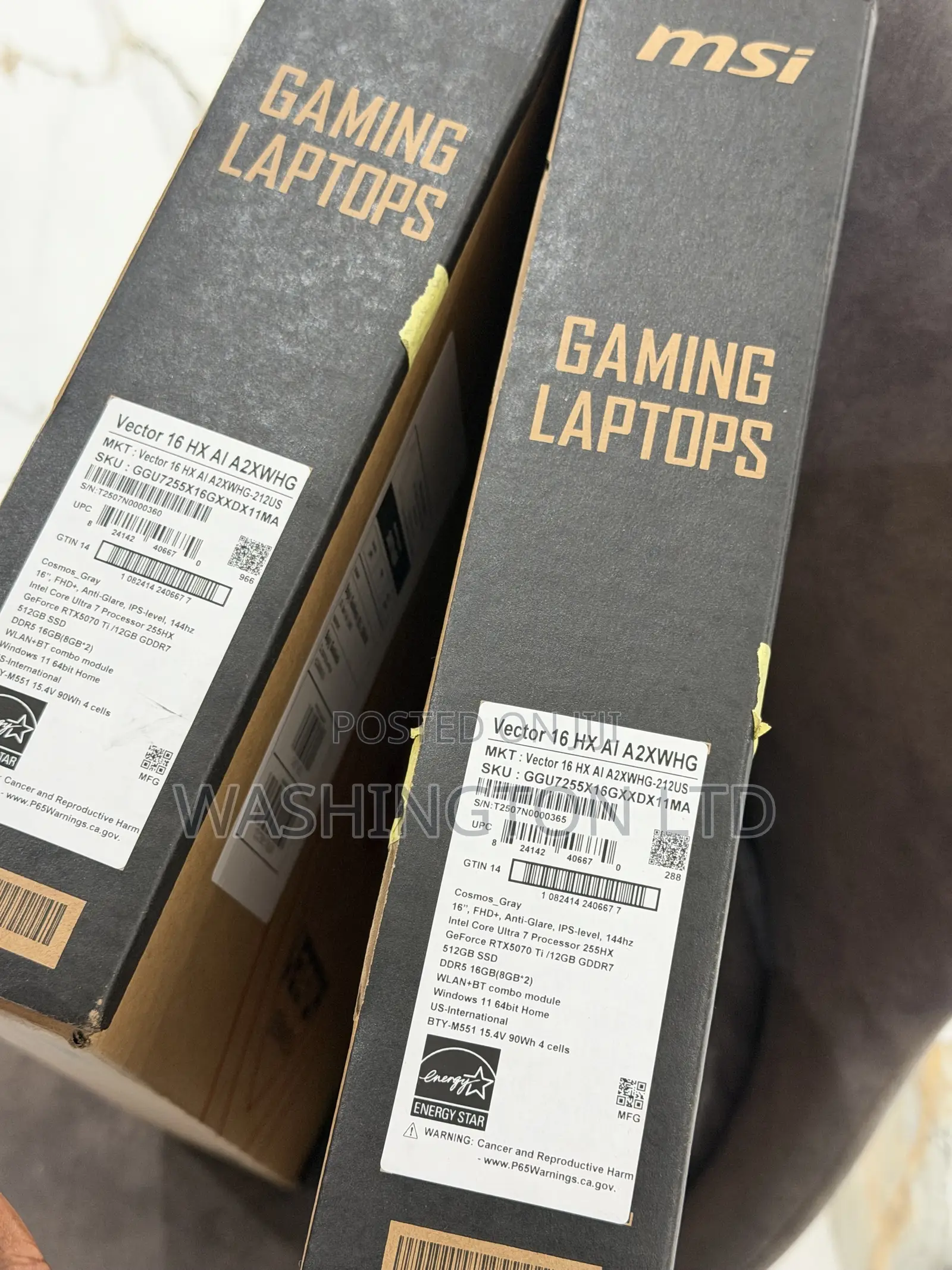New Laptop MSI Vector 16 HX AI A2XWIG 16GB Intel Core Ultra 7 SSD 512GB