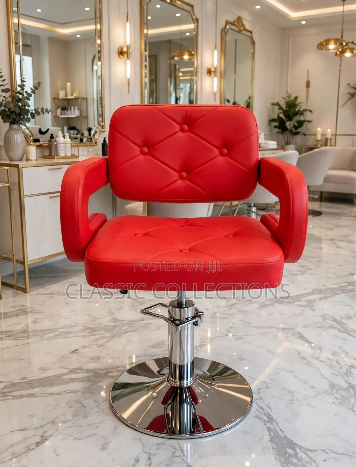 Hydraulic Bar Chair- Height Adjustable-Tufted Leather With Chrome Base