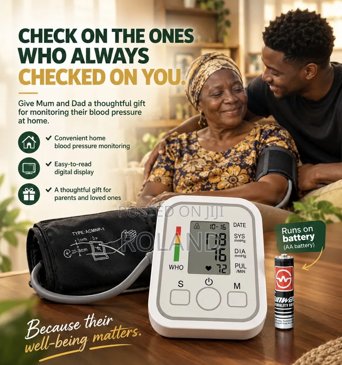 Digital Upper-Arm Blood Pressure Monitor With LCD Display