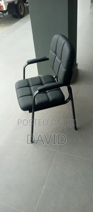 Black Leather Visitor/Waiting Room Office Chair. With Metal Frame
