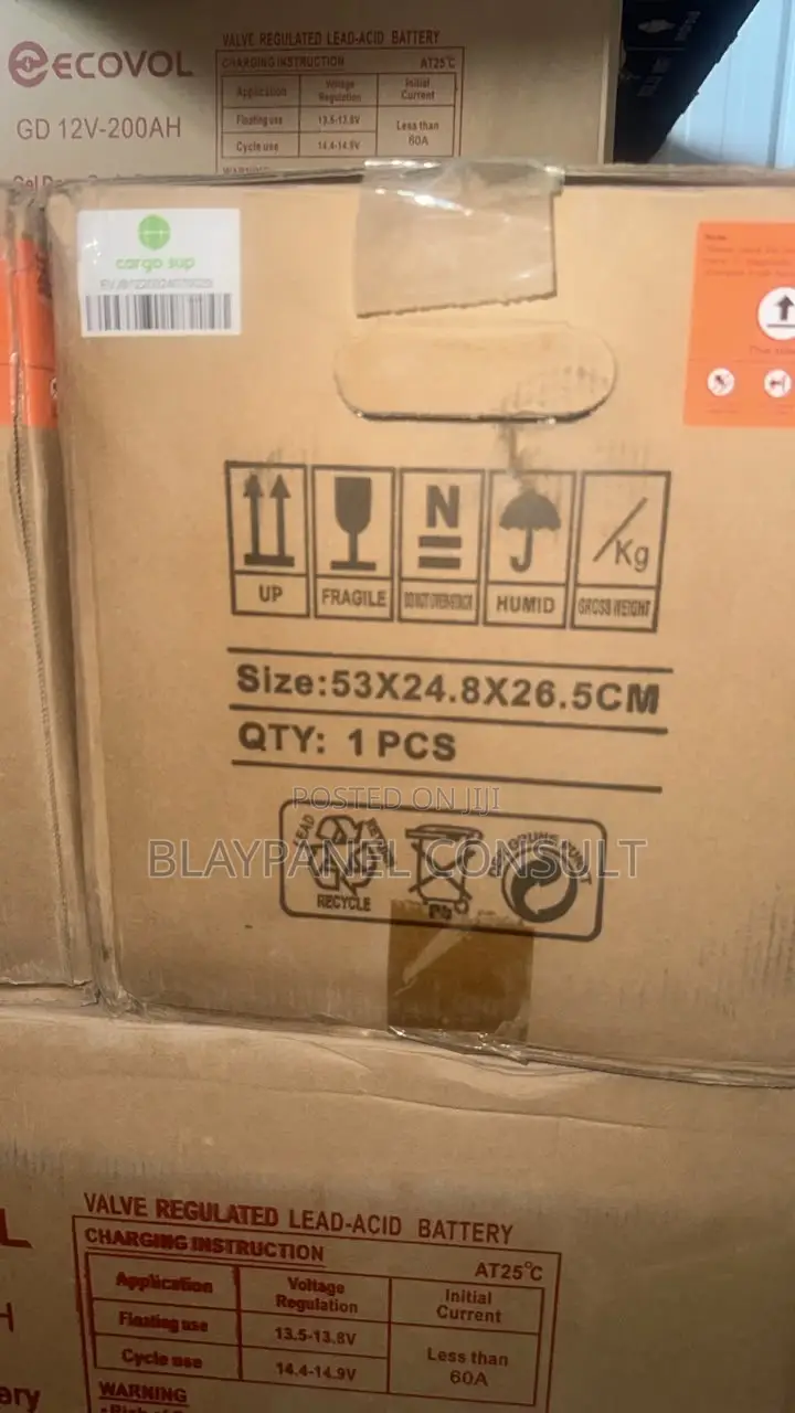 Ecovol 12v 200ah Solar Gel Battery