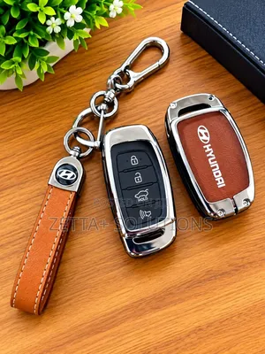 Premium Hyundai 4-Button Key Fob Case – Zinc Alloy & Leather