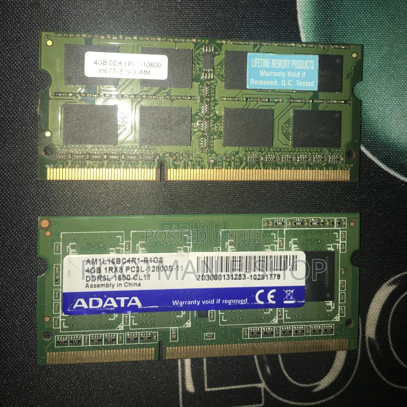 2 Laptop Memory Ram DDR 3 (4gig+4gig)