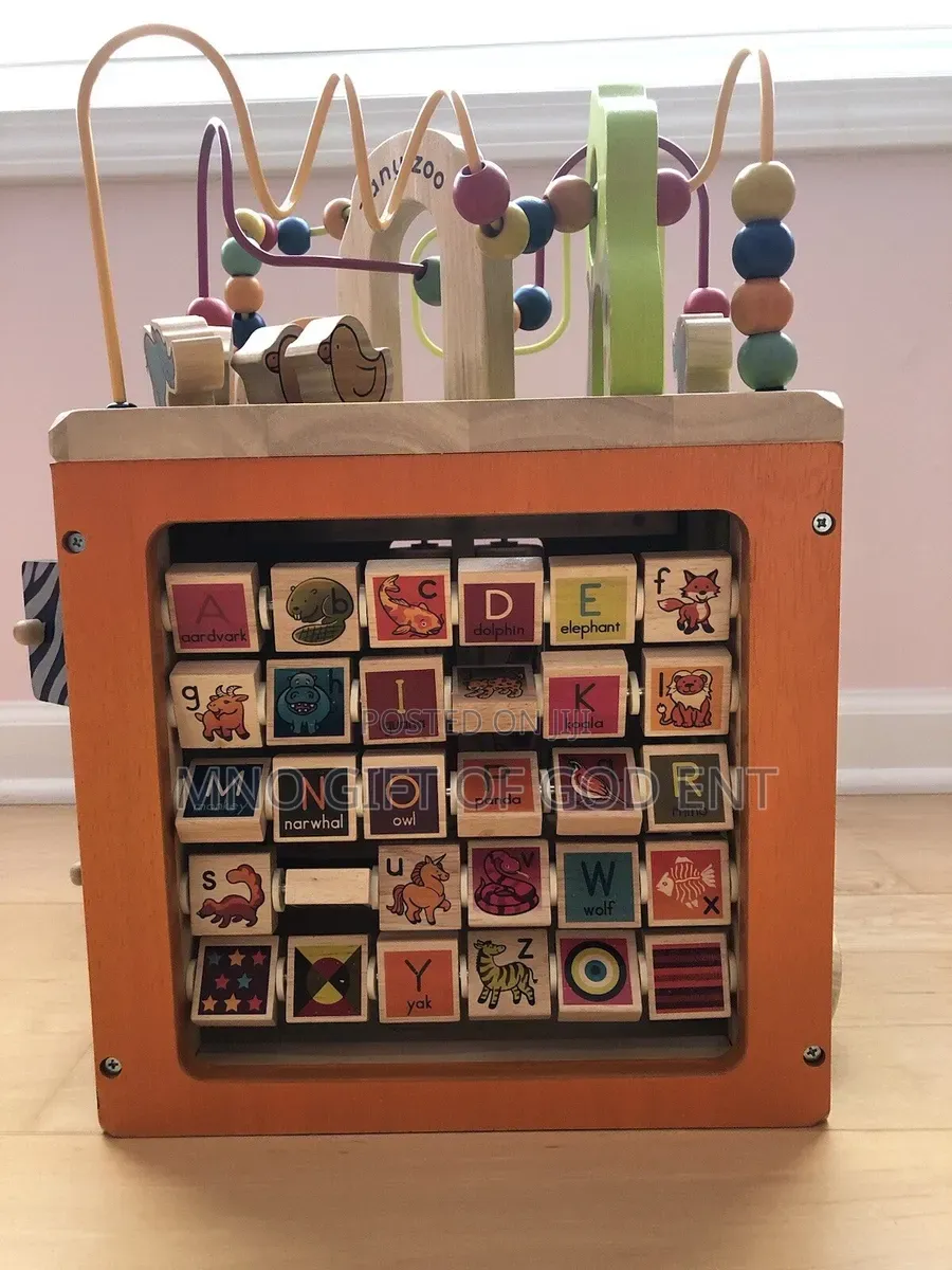 B. Toys Zany Zoo Wooden Activity Cube, Alphabet Bead Maze Toy,