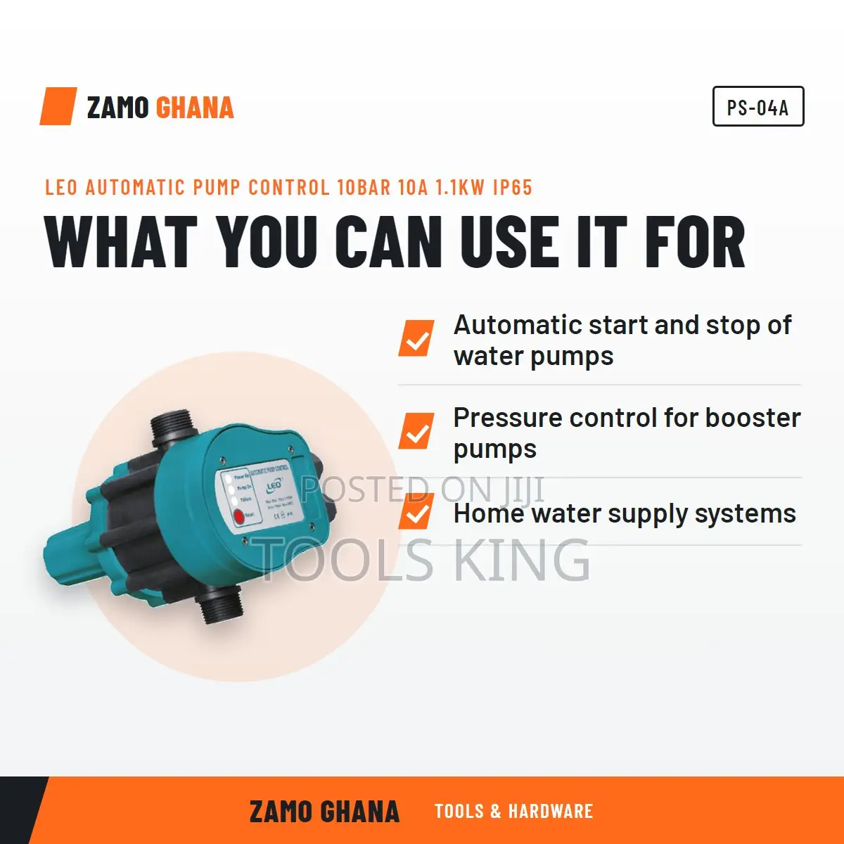 Leo Automatic Pump Control 10Bar 10A 1.1Kw Ip65 - PS-04A
