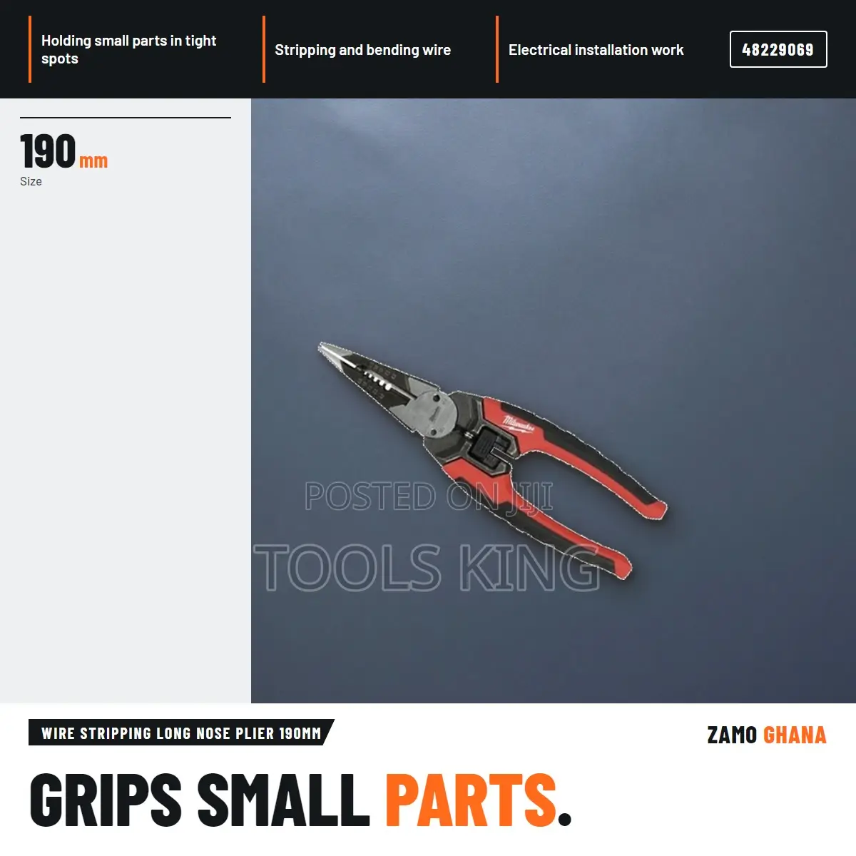 Wire Stripping Long Nose Plier 190Mm - 