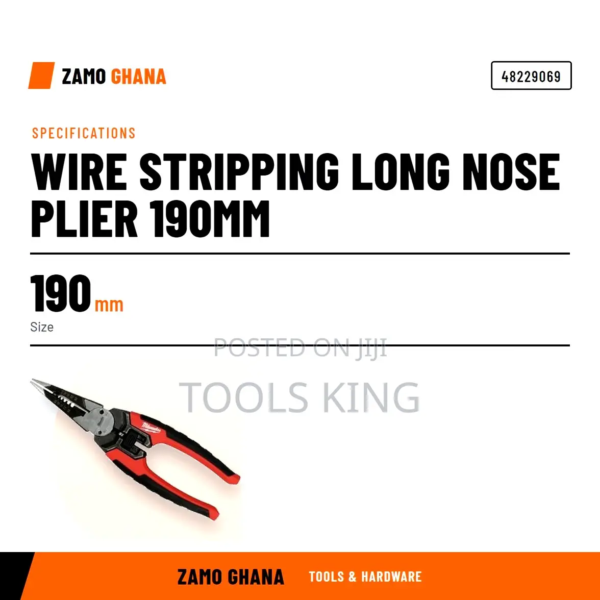 Wire Stripping Long Nose Plier 190Mm - 