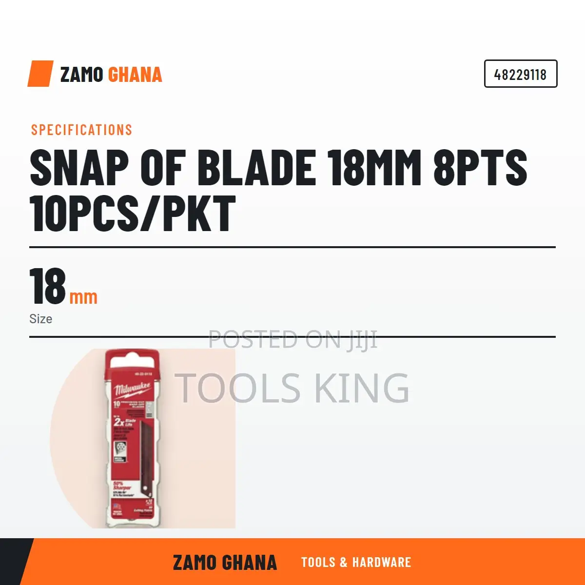 Snap of Blade 18Mm 8Pts 10Pcs/PKT - 