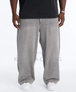 Fashion Nova Washed Dark Grey Baggy Jeans (W36-38)