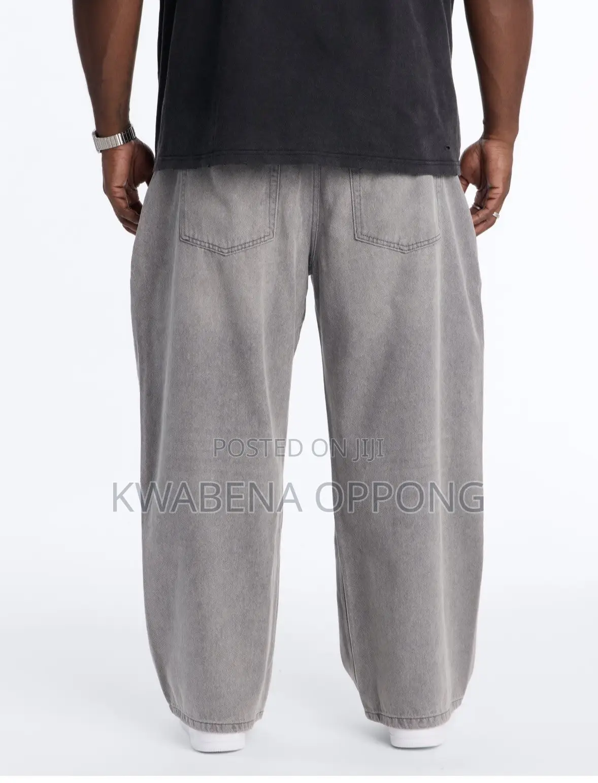 Fashion Nova Washed Dark Grey Baggy Jeans (W36-38)