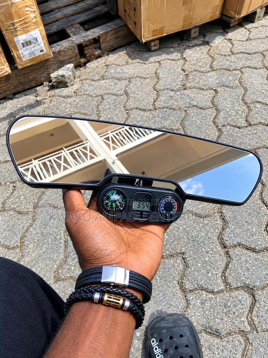 Clip-on Digital Car Rearview Mirror With Compass & Clock