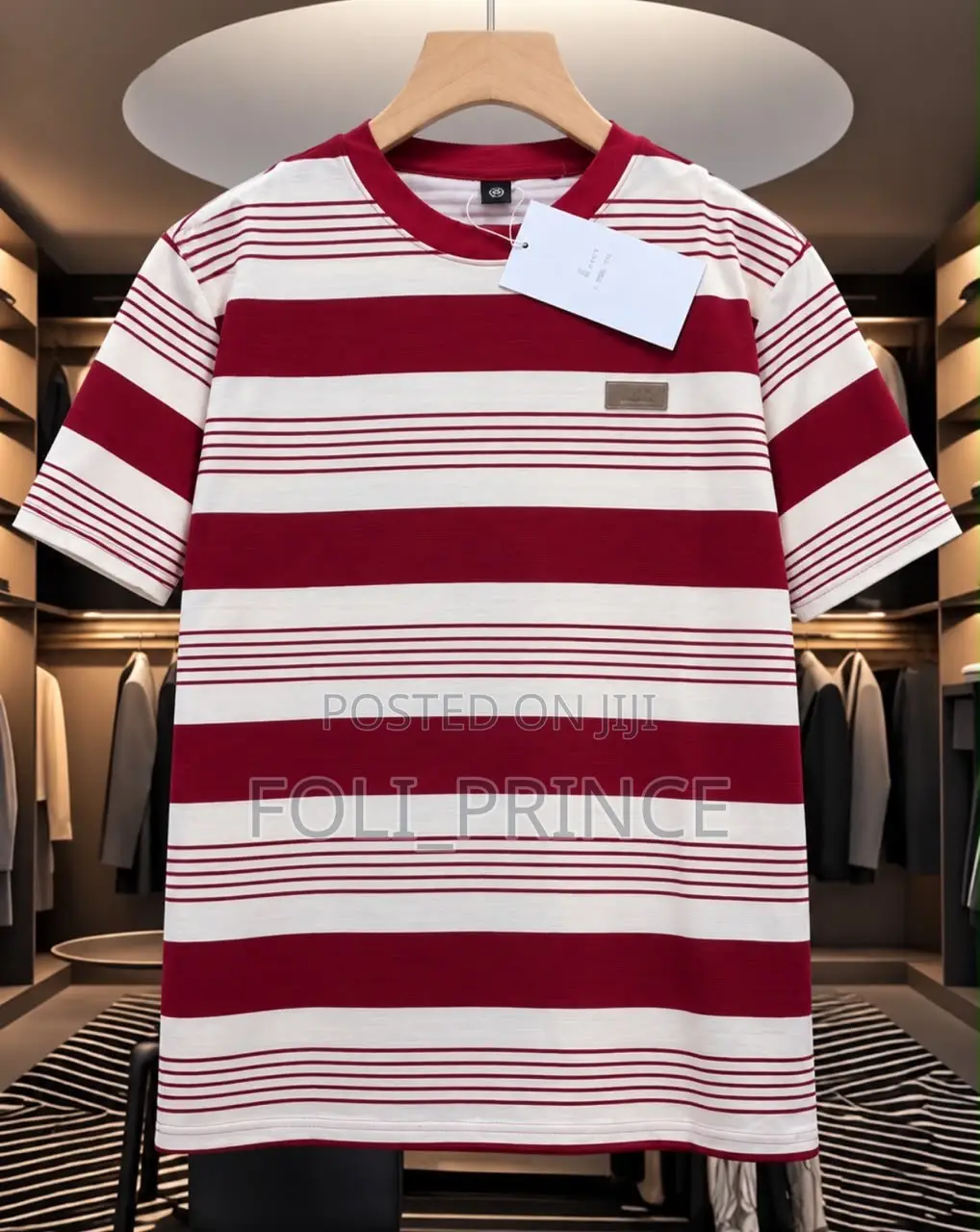 Premium Designer Striped Crewneck T-Shirt