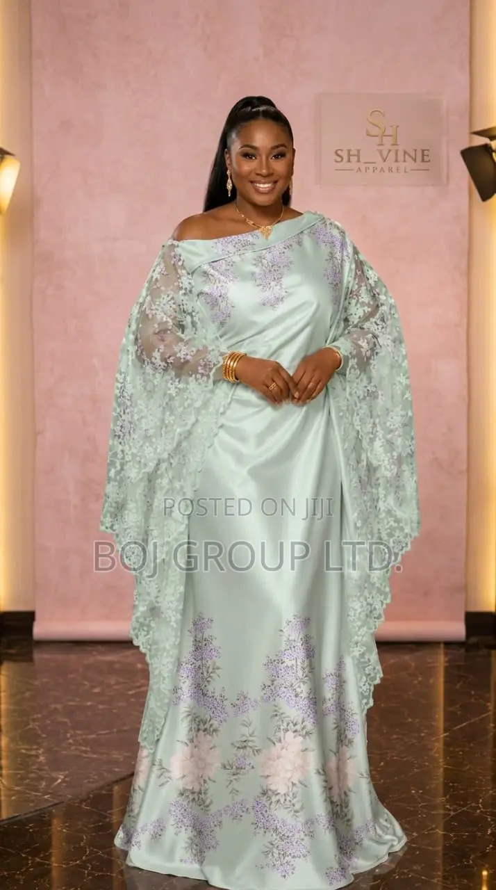 Premium Quality Flowy Gowns in French Fabric – Made in Ghana