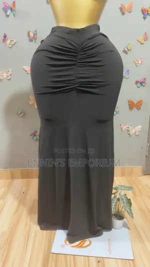 Black High-Waist Ruched Fishtail Maxi Skirt or Mermaid Skirt