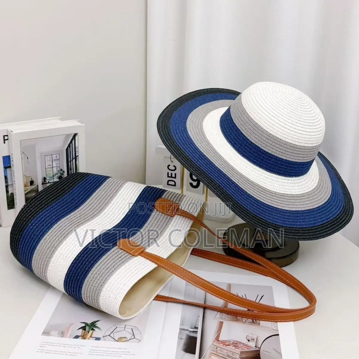 Stylish Woven Summer Hat and Tote Bag