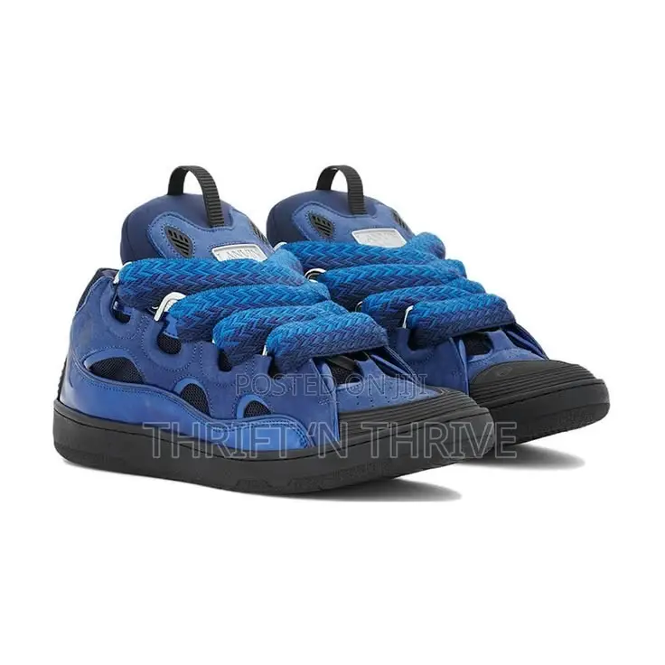 Lanvin Curb Sneakers in a Vibrant Blue Shade.