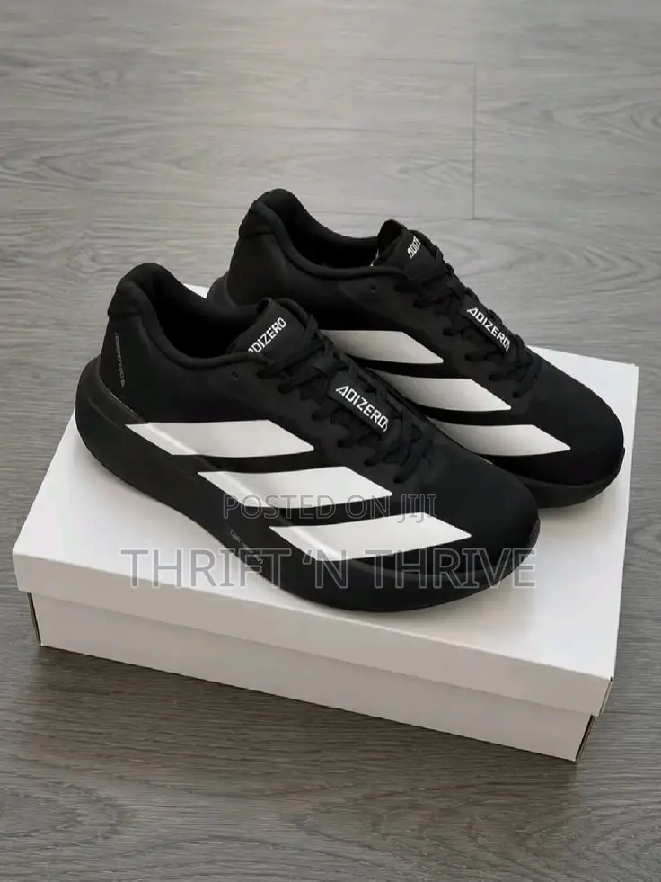 Black and White Adizero Running Shoes