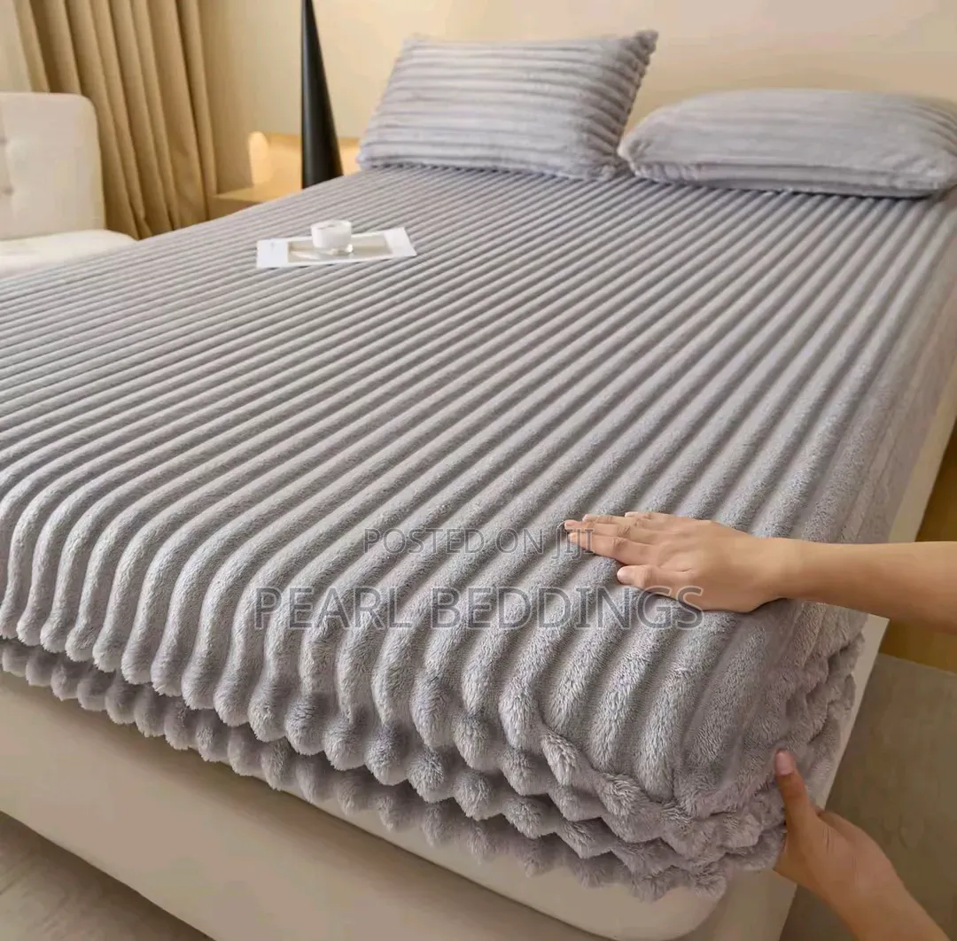 Super Comfy Soft Plush Fitted Flannel Sheet Bed Cover +2 Pillowcase