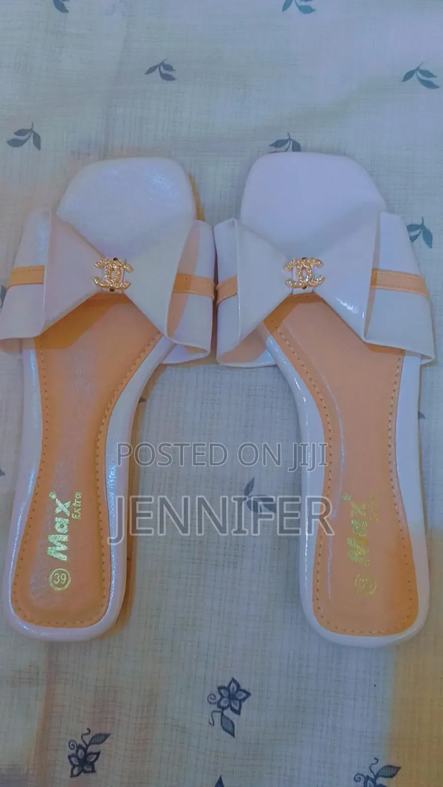 *Max Extra Ladies Pretty Bow Flat Slides - Classy Pearl CC Design -